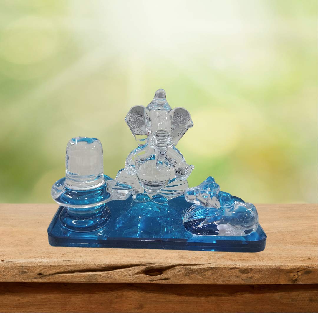 WIGANO Blue Shiv Parivar Showpiece for Car Dashboard